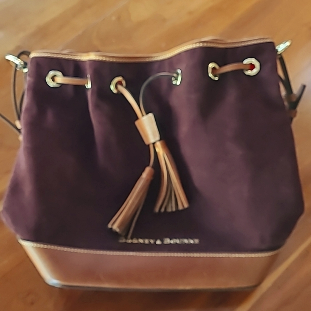 Dooney & Bourke Wine Suede Drawstring Crossbody Bag